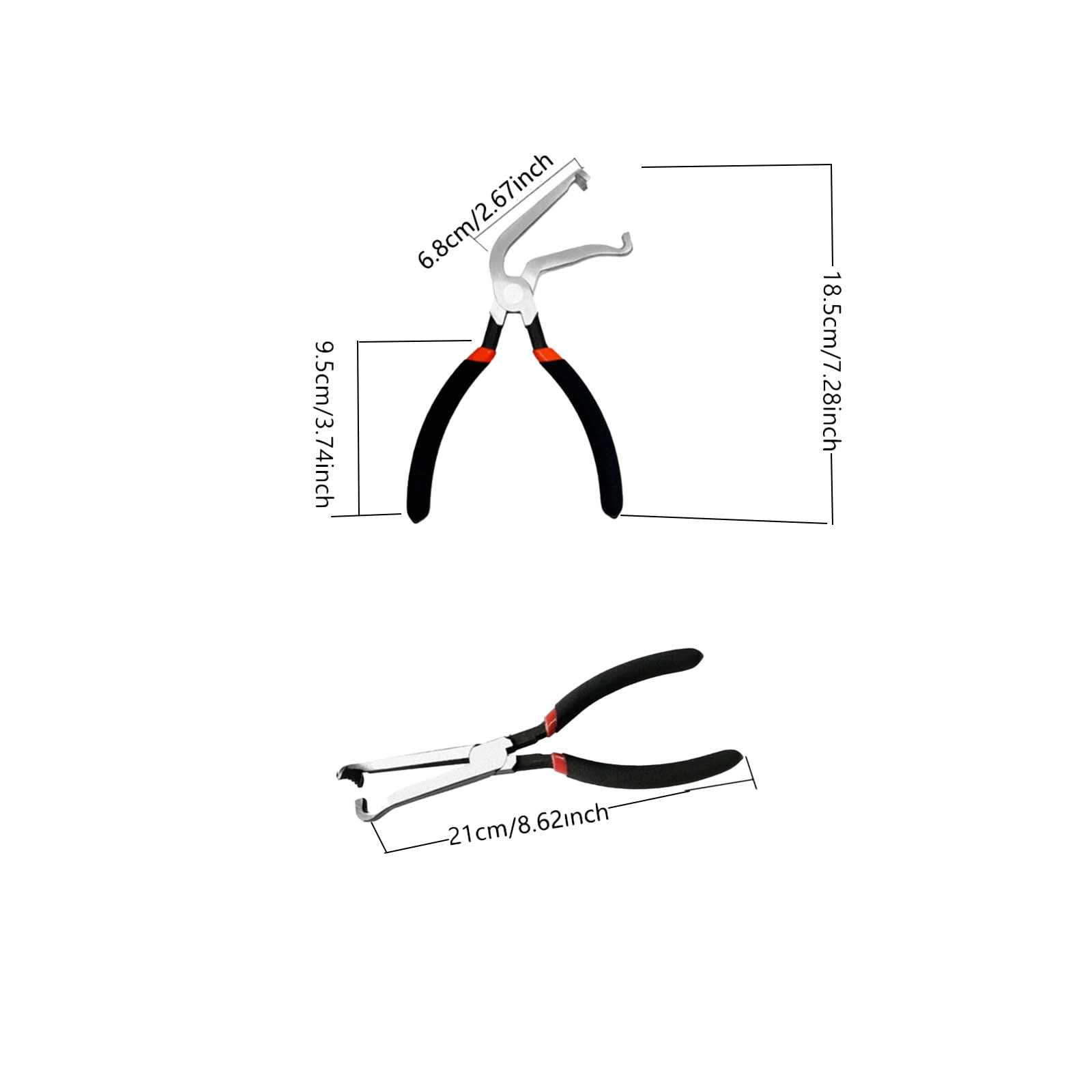 Professional Grade Electrical Disconnect Pliers Set, 8-Inch Automotive Connector Removal Tool Kit with Dual-Angle Heads for Fuel Line Clips, Hose Disconnects & Push-Tab Style Plugs (Black Red)