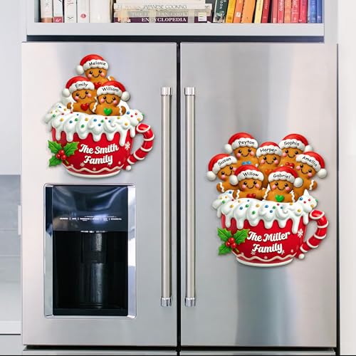 Imán familiar de pan de jengibre personalizado para Navidad miniatura 5
