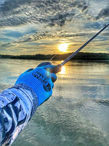 Gorilla Grip Max Fingerless Gloves | Breathable Fingerless Work And Fishing Gloves With Ribbed Gripping Surface | Color: Blue And Black | 1-Pair #TOP1