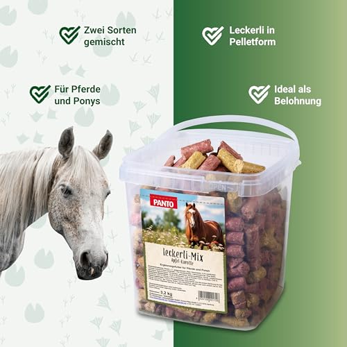 PANTO Leckerli Mix für Pferde Apfel & Karotte 3,2 kg – leckere Belohnung für Pferde und Ponys in Pelletform, Zwei Sorten Pferdeleckerlis, Pferdefutter Ergänzung