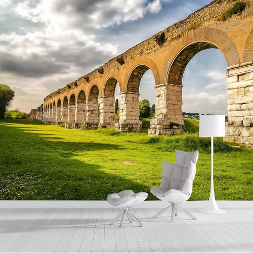 Papel Tapiz Fotográfico, Papel Tapiz Arco Muro De Piedra 3D Romano Arquitectura Mural, 300Anx210Al cm Cafe Restaurant Dormitorio Decoración para el Hoga Murales Pintado Fotomural