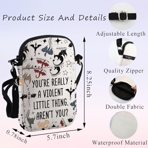 PLITI 4th Wing Crossbody Bag Dragon Rider Fans Gift You're Really A Violent Little Thing Fourth Book Inspired Gift2