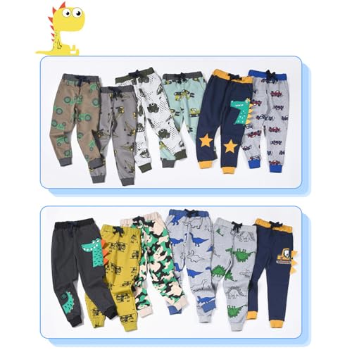 Toddler Boy Girl Dinosaur Print Sweatpants Cotton Drawstring Elastic Waist Sport Jogger Pants with Pocket Toddler2