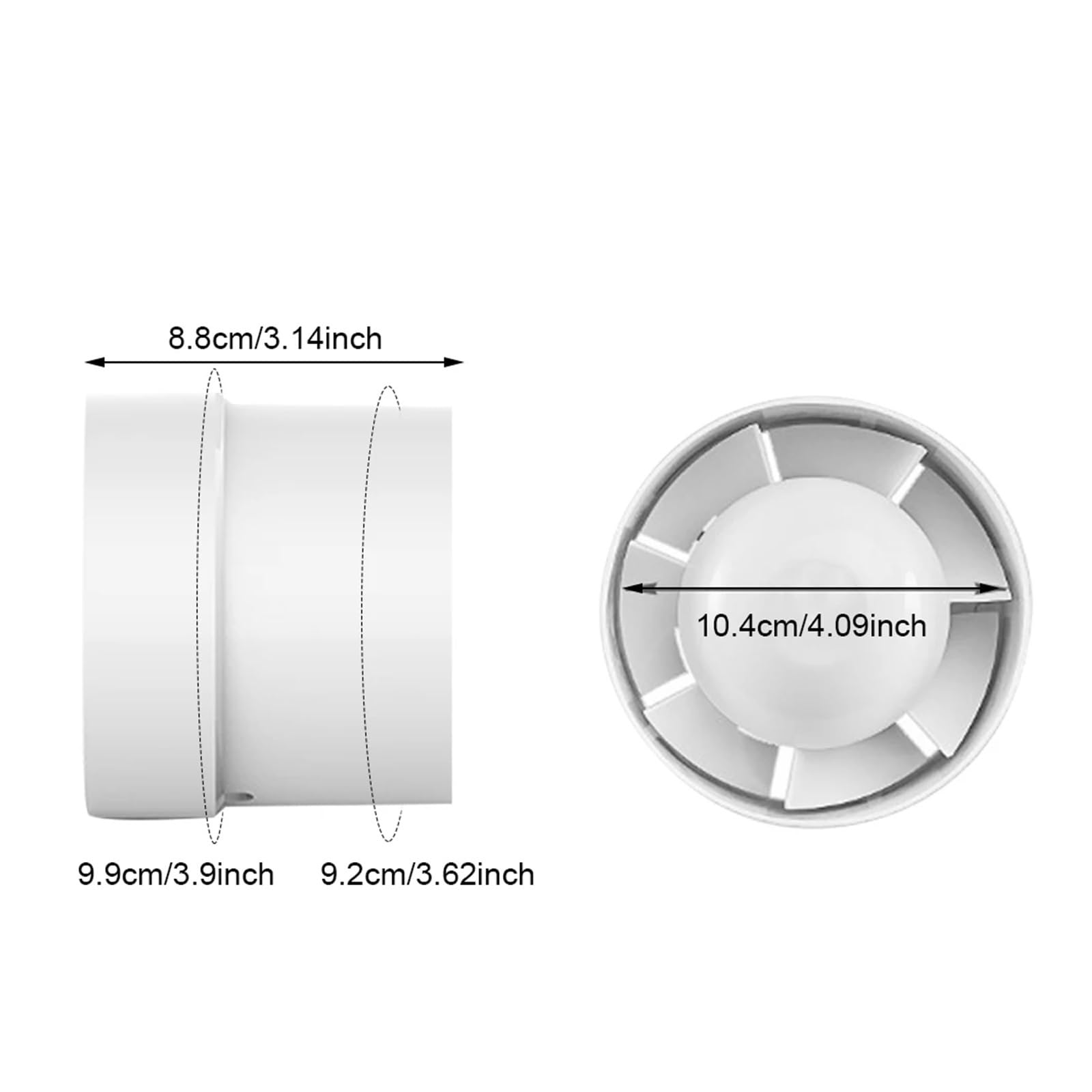 Ventola Aspirazione, Ventilatore Di Scarico In ABS Rotondo Silenzioso WC A Risparmio Energetico Condotto Di Estrazione In Linea For Serra Ventilatore Di Sfiato For Bagno Impermeabile Bianco ,per Bagno