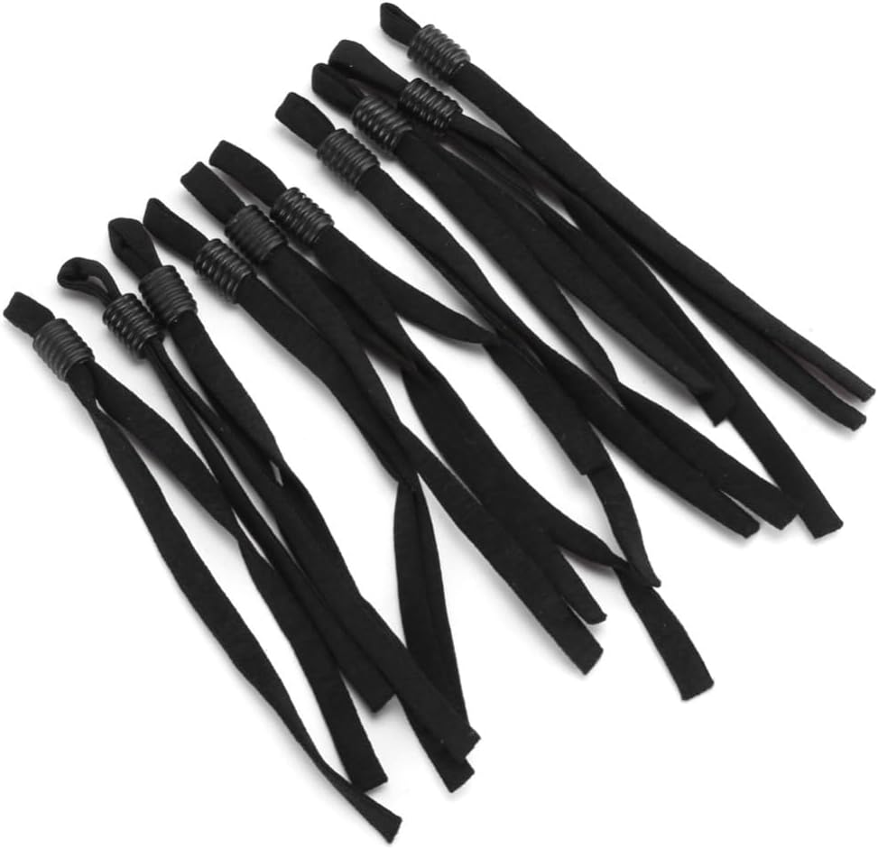 Anu Limen 200 Pcs Elastic Bands with Adjustable Buckle, 4.33 x 0.2 Inch PVC Earloop Cord for Sewing DIY Crafts(Black Cylindrical)