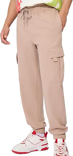 The Souled Store Solids: Men and Boys Drawstringed Cotton Blend Slim Fit Cargo Everday Wear Casual Sporty Joggers