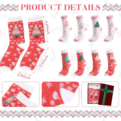 Image of Jadive 16 Pairs Pink Nutcracker Socks Ballet Dance Nutcracker Sock Women Novelty Socks Winter Fuzzy Sock for Dance Lover Gift