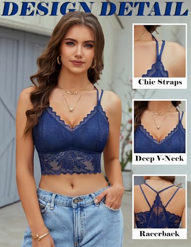 Image of Avidlove Lace Bralette for Women V Neck Camisoles Racerback Adjustable Strap Sexy Crop Tops