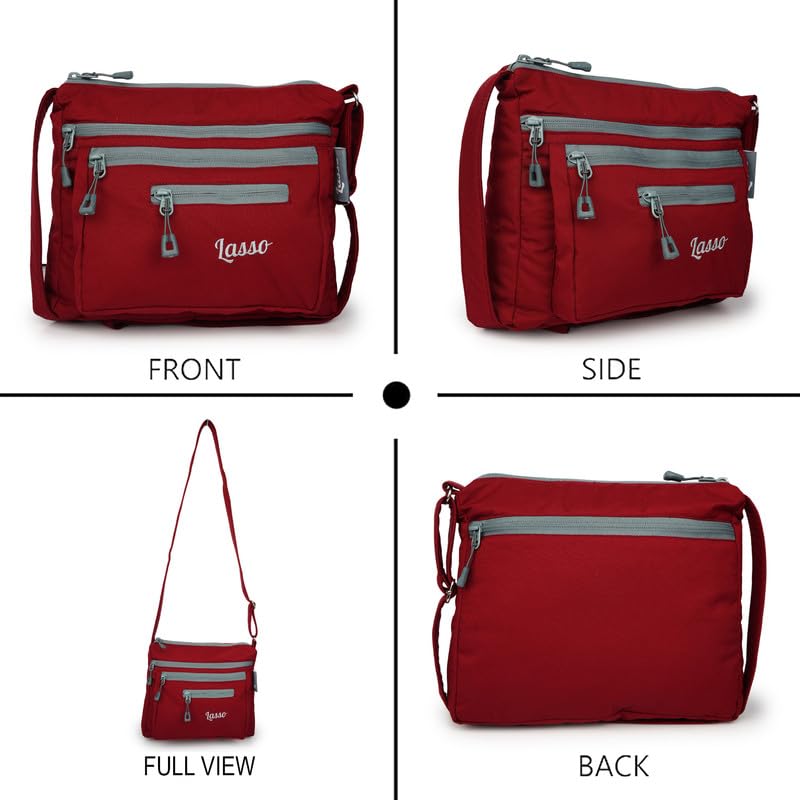Image of Lasso Stylish Multi-Pocket Crossbody Waterproof Sling Bag For Women with Adjustable Strap | Stylish Ladies one side bag and purse for women & girls | 5 L Capacity & 5 Multiple Pockets with Zip