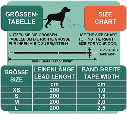 DEY - Premium Hundeleine Nylon 2m | 3fach Verstellbar | für Kleine, Mittelgroße u. Große Hunde | viele Farben |Doppelleine Hund Katze Welpe | Schleppleine |Führ-Leine | Welpenleine | Schwarz, S