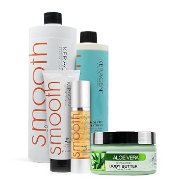 KERAGEN Keratin Blowout Kit + ORIGEM Body Butter Hair Smoothing & Skin Moisturizing Set Formaldehyde-Free, Vegan, Salon & Spa Results at Home