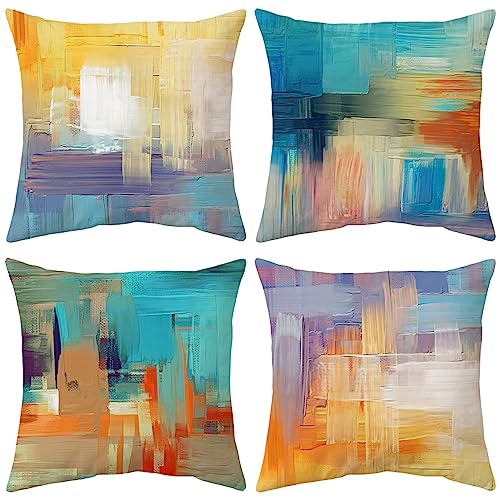 ARNTY Housse de Coussin, Housse Coussin 45x45 Lot de 4 Housses de Coussin Taie d'oreiller Décoratif Canapé pour Chambre, Canapé, Chaise, Lit,Jardin (Tie-Dye Coloré-Velours)