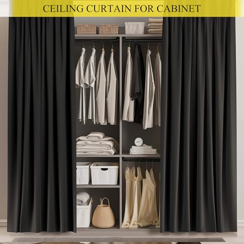 Image of Room Divider Curtain Sets with Bendable Ceiling Track, 95% Blackout Total Privacy Ceiling Track Curtains Floor to Curtains Track Kits 8.3 ft Wide x 9 ft Tall, Cream Beige, 1 Panel