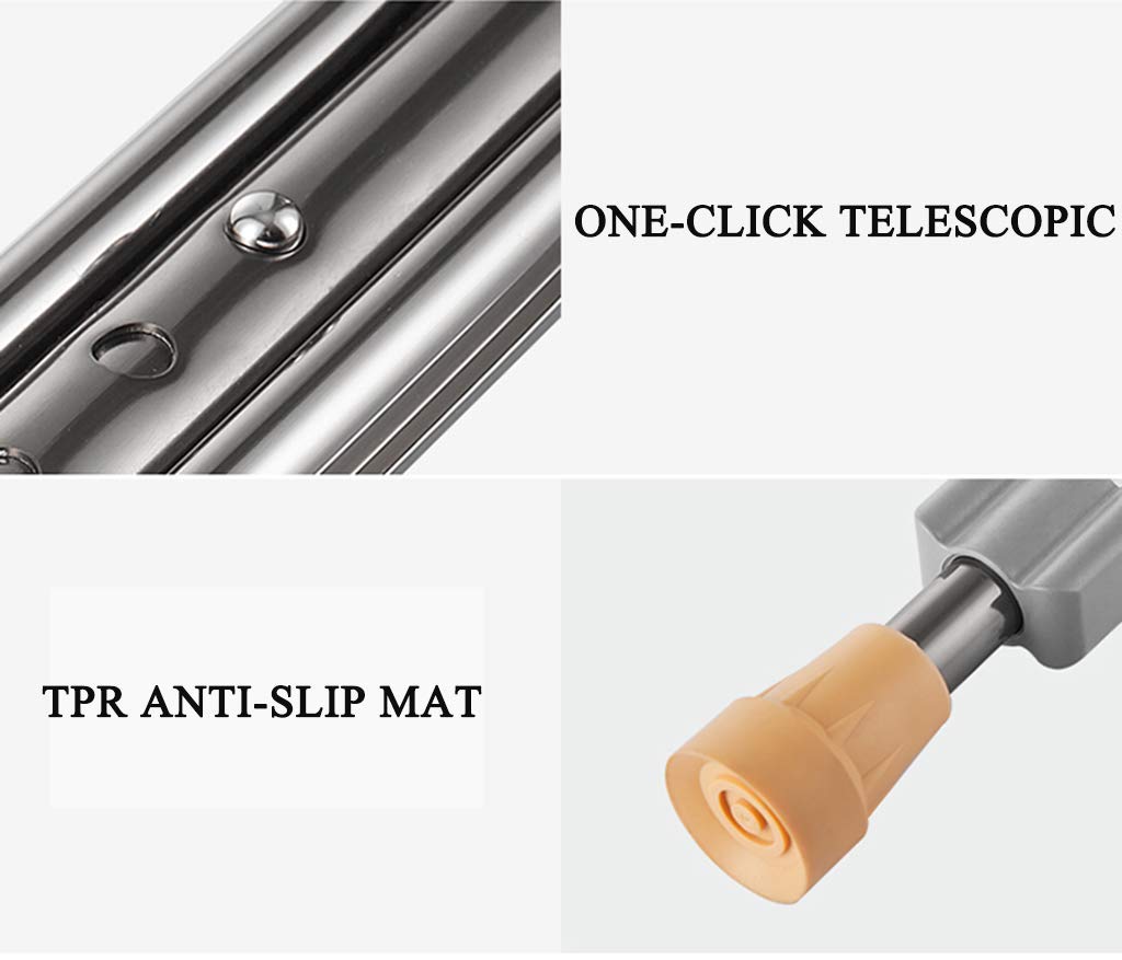 MObyat Andador para Ancianos,Bastón, muletas livianas para Caminar para Adultos con Almohadilla para Las Axilas y empuñadura, Andador Antideslizante de aleación de Aluminio Ajustable en Altura, 2 p
