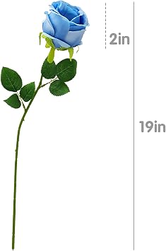 hailanbao 12PCS Blue Artificial Roses with Long Stems, Silk Faux Flowers | realistic blue silk roses with flexible stems for DIY bouquets, centerpieces, weddings and home decor.