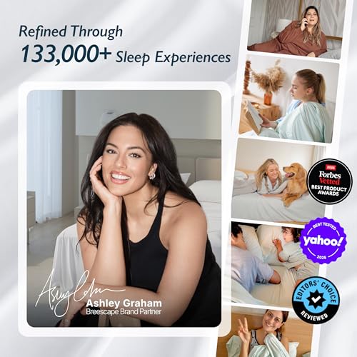 Breescape Cooling Comforter Blanket - BlendTek Q-Max>0.46 Tech, Cooling Blanket for Hot Sleepers & Night Sweats Relief, Breathable Lightweight Summer Bedding, Queen 96x96 Inches, Beige by Breescape - Used condition - Image 2