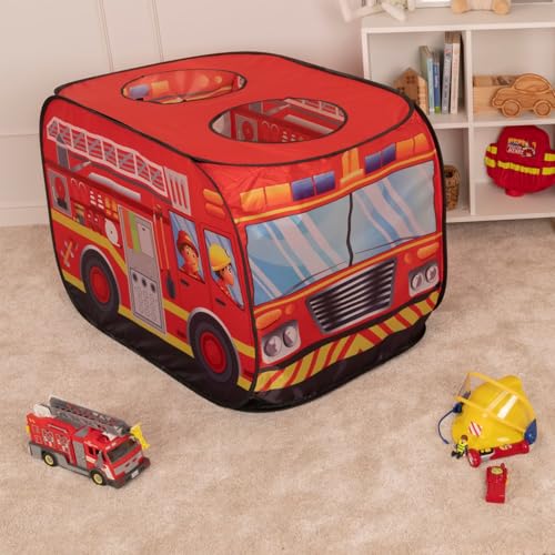 Selonis Tente De Jeu Enfant sans Balles Camion De Pompiers avec Boules Incluses pour Intérieur Extérieur Cadeau Développement Sensoriel Et Jeux De Rôle...
