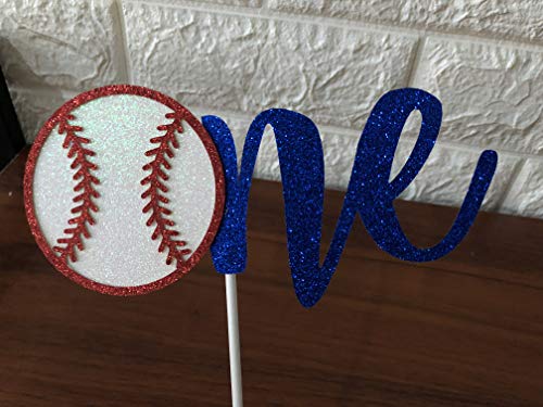 Baseball One Cake Topper- Glitter, Baseball 1St Birthday Decorations, Baseball 1St Birthday Cake Topper, 1St Birthday Cake Topper For Boy #TOP2