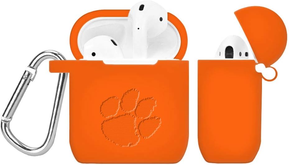 AFFINITY BANDS Clemson Tigers Engraved Silicone Combo Package Compatible with Apple Watch and AirPods Gen 1 & 2 (38/40/41mm (42mm Series 11) Orange)