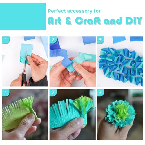 Image of PartyWoo Teal Crepe Paper Streamers 6pcs 492ft Pack of Turquoise Crepe Paper Streamers for Birthday Gender Reveal Baby Shower Wedding Graduation Pool Mermaid Under The Sea Theme Party Decorations