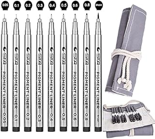 Cdycam Fineliner Pens, Set of 9 Black Fineliner Ink Pen Micro Liner Waterproof Drawing Pens for Technical Drawing Sketching Artist Illustration Office Documents (Grey)