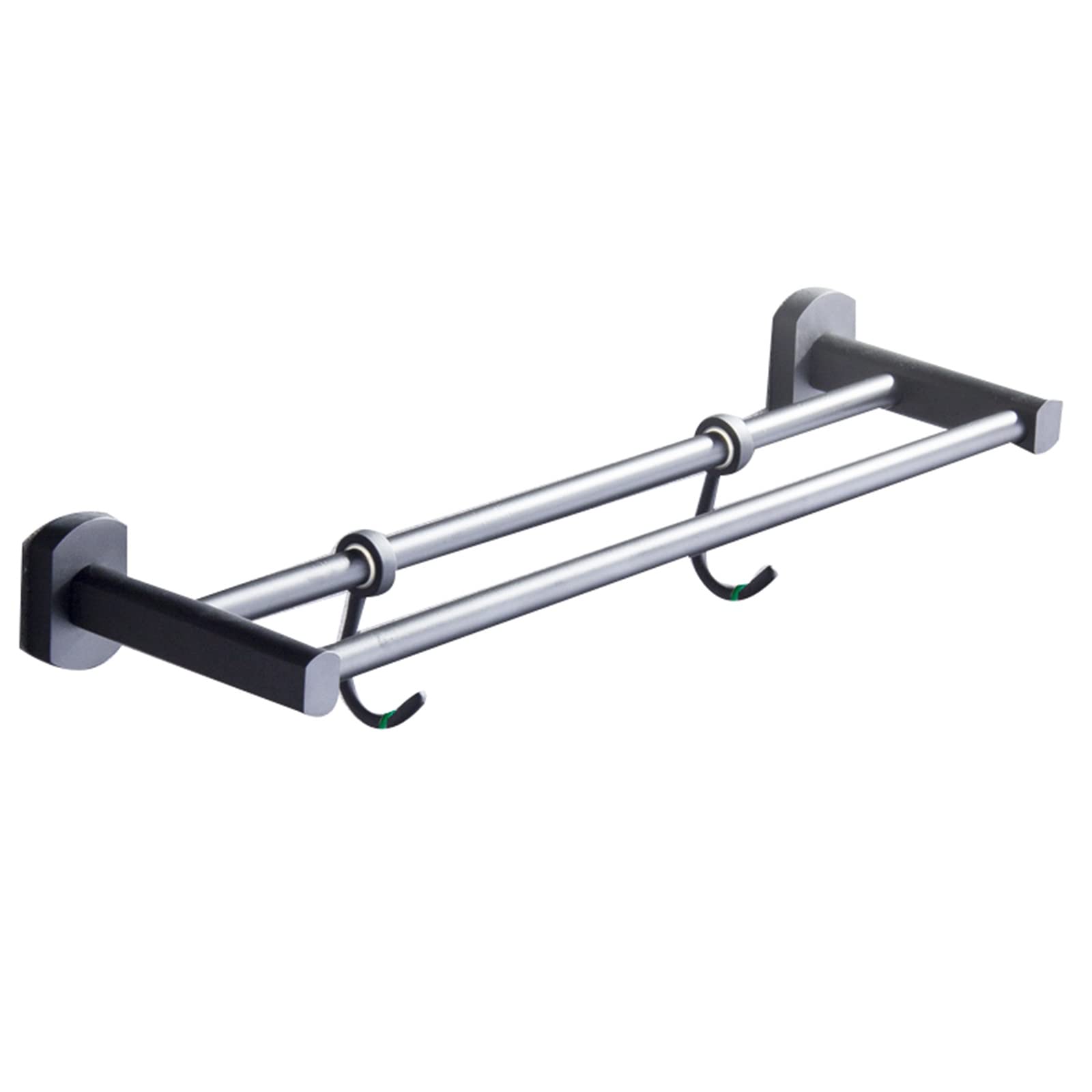 Barre de salle de bain double noire de 55 cm en cuivre sans perçage