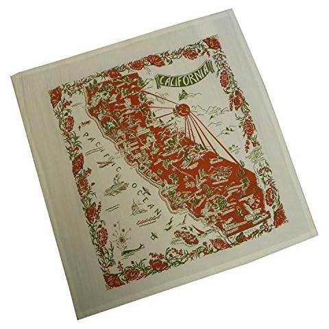 The Red & White Kitchen Co. California Red State Souvenir Dish Towel,22 inch square Cover