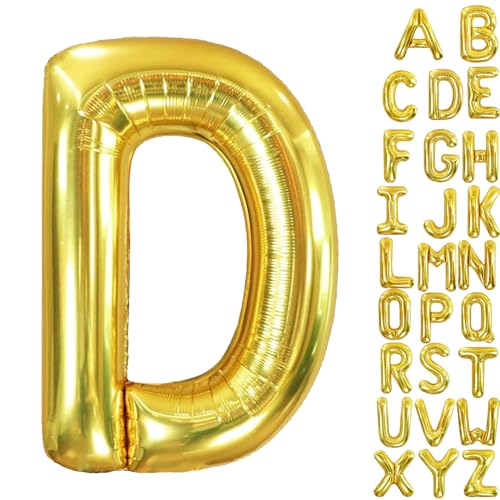 Aeniaza 40 Inch Letter Balloons Large Gold Letter D Alphabet Banners Foil