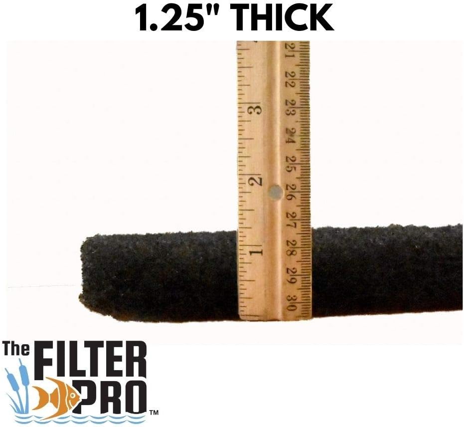 Black Coarse Filter Media, 1.25" Thick, 14" x 56" Roll, Perfect for Aquariums, Ponds or Water Gardens, Made in USA
