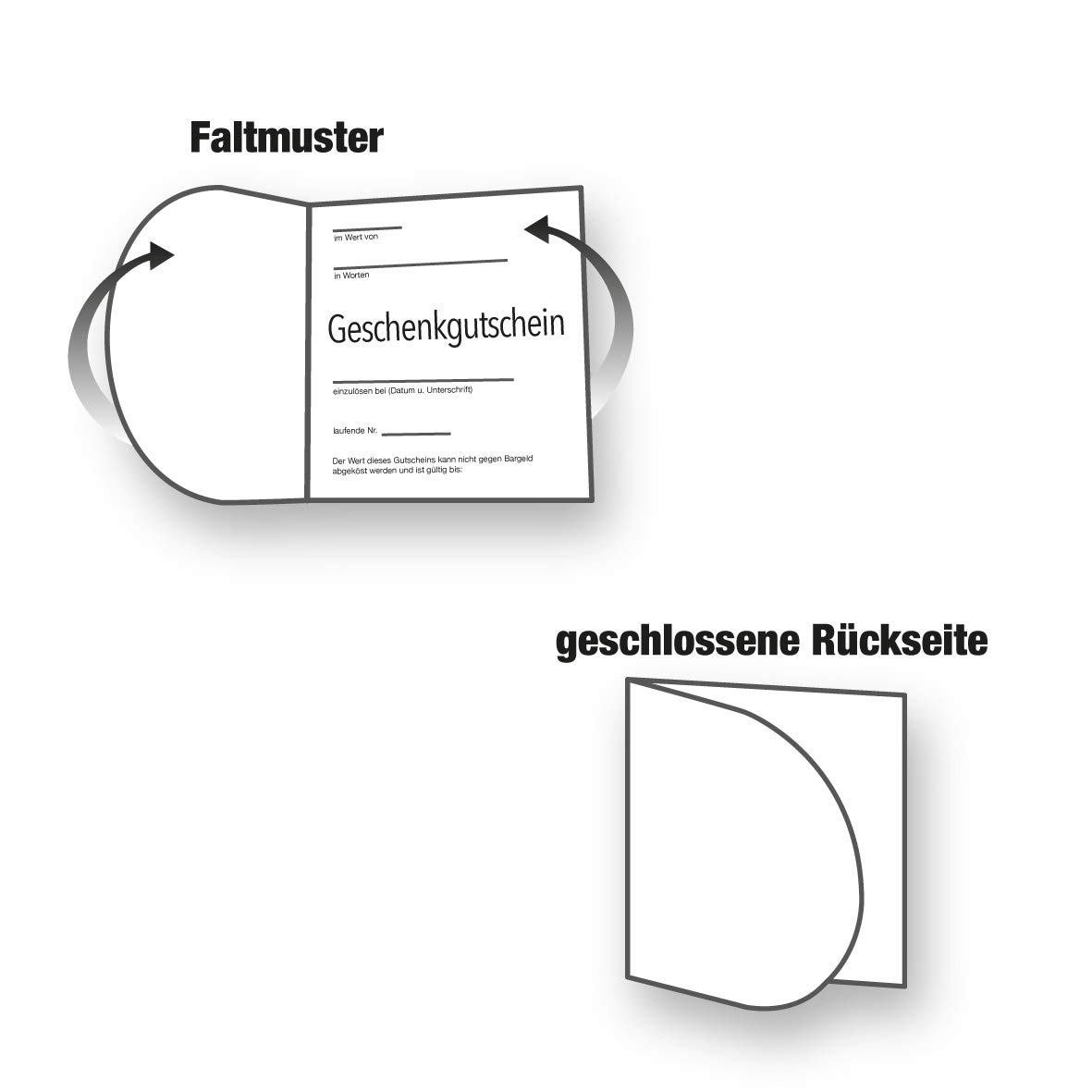 Pythagoras blanko Geschenkgutscheine, 100 Faltgutscheine mit großem Feld für Firmenstempel, inkl. Kuvert, Außenseite hochglänzend