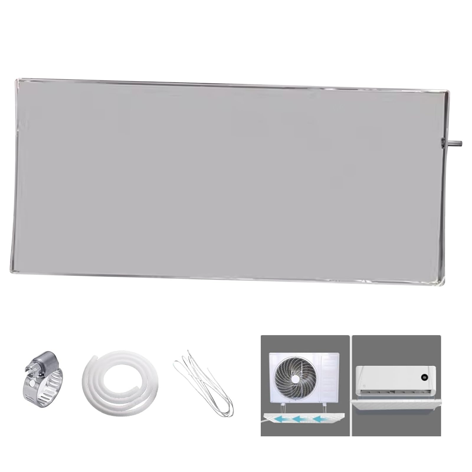 Lyvqzpwlr 2P Outdoor Ac Unit Drip Tray, Stainless Steel Ac Condensate Drain Pan Kit 4 Sizes(2P)