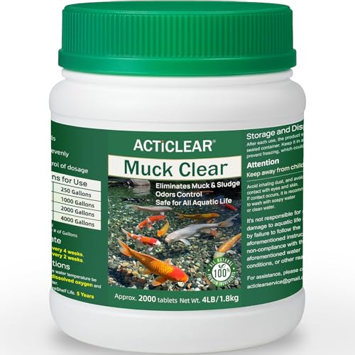 Image of Muck Clear - Natural Pond Sludge Treatment, 4 LB for Ponds, Fountains & Bird Baths, Beneficial Bacteria & Enzymes, Chemical-Free & Safe for Fish, Pets & Wildlife
