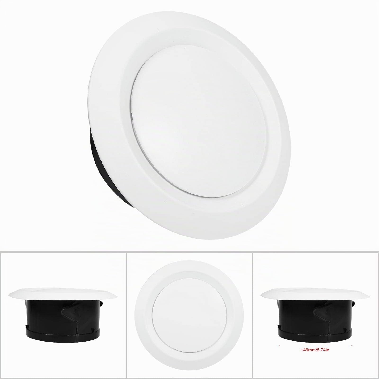 Grille Aeration Reglable, Grille d'Aération Ventilation Ronde de Plafond Grille Ventilation pour Ventilateur D'extraction évent anémostat conduit de ventilation couvercle de tuyau (150mm)