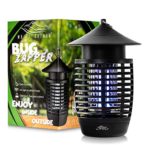 White Kaiman Bug Zapper w/ 500v Mosquito Killer and Insect Zapper ~ Indoor & Outdoor Waterproof Lamp ~Vertical Electric Zapping Grid ~ 7W UVA Replaceable Mosquito Lamp Bulb (Bug Zapper)