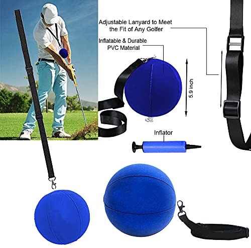 Amy Sport Golf Swing Training Aid Arm Band Trainer Impact Ball Inflator Assist Value 4 Pack Posture Motion Correction Aids Set For Men Women Golfer Beginner Practice (4 Pack Blue) #TOP1