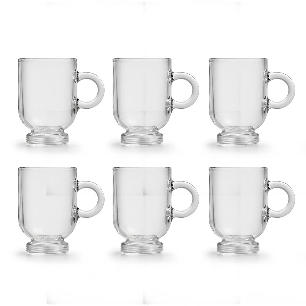 OrchidRoyal Leerdam Sentido Expresso Mug Set 80 ml, Latte Cups Set of 6 Cappuccino and Hot Chocolate Mugs with Handle, Clear Glass Mugs for Hot Beverages Expresso Coffee Tea Cups Set, Tumbler Cup