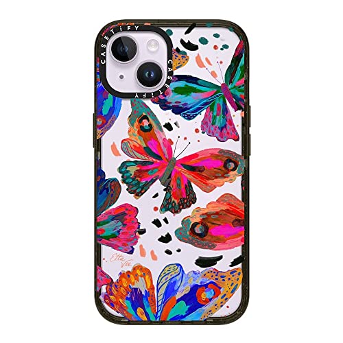 Coque iPhone 14 Casetify EttaVee Colorflies Noir Brillant