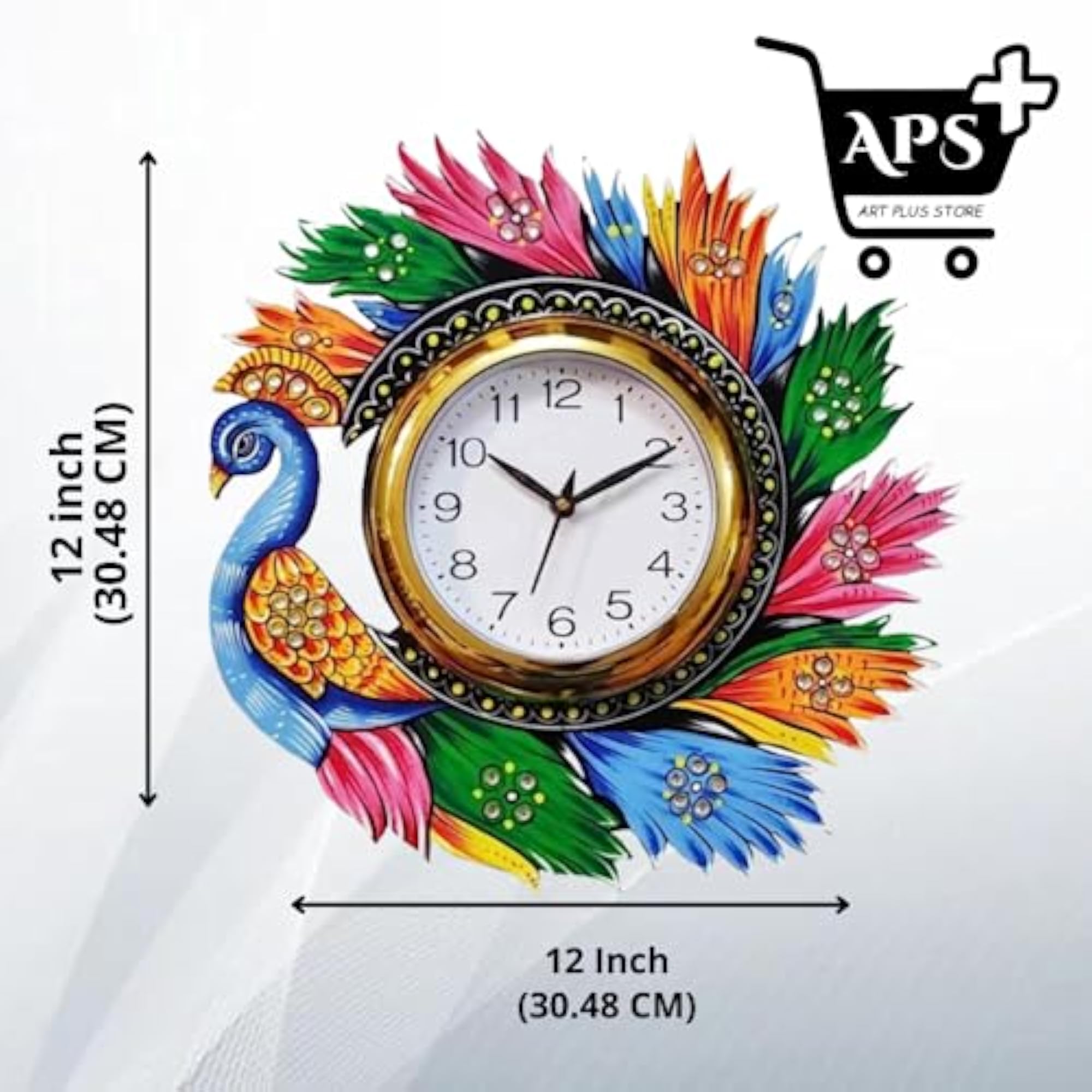 Wooden Peacock Wall Clock for Home Décor