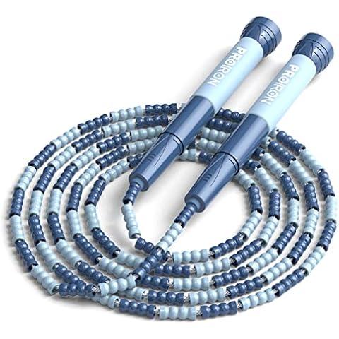 PROIRON Soft Beaded Skipping Rope,tangle free,jump rope for kids,2.8M adjustable length, blue,for beginners students Cover