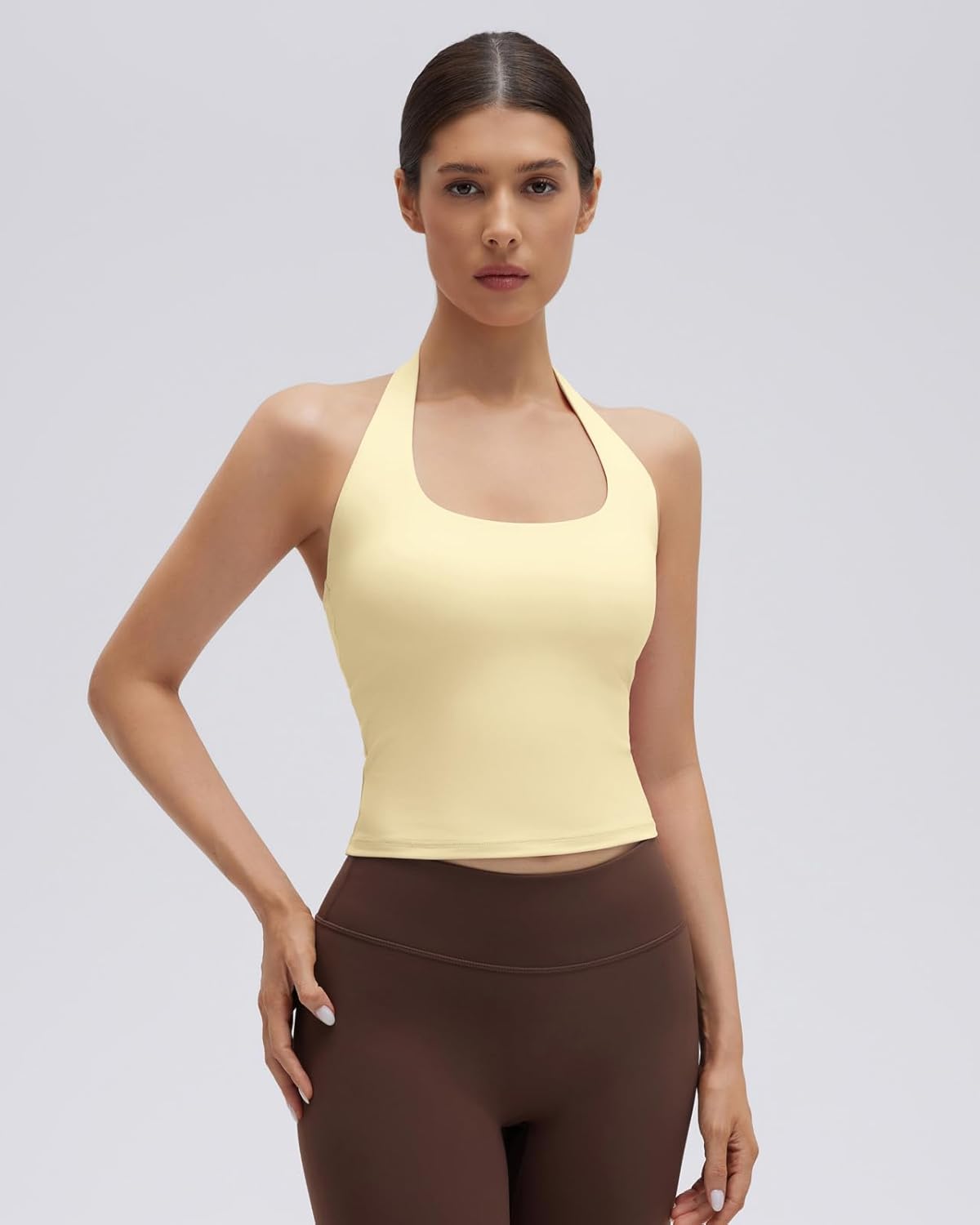 SUUKSESS Women Padded Halter Sports Bra Backless Longline Workout Crop Tank Tops - Image 5