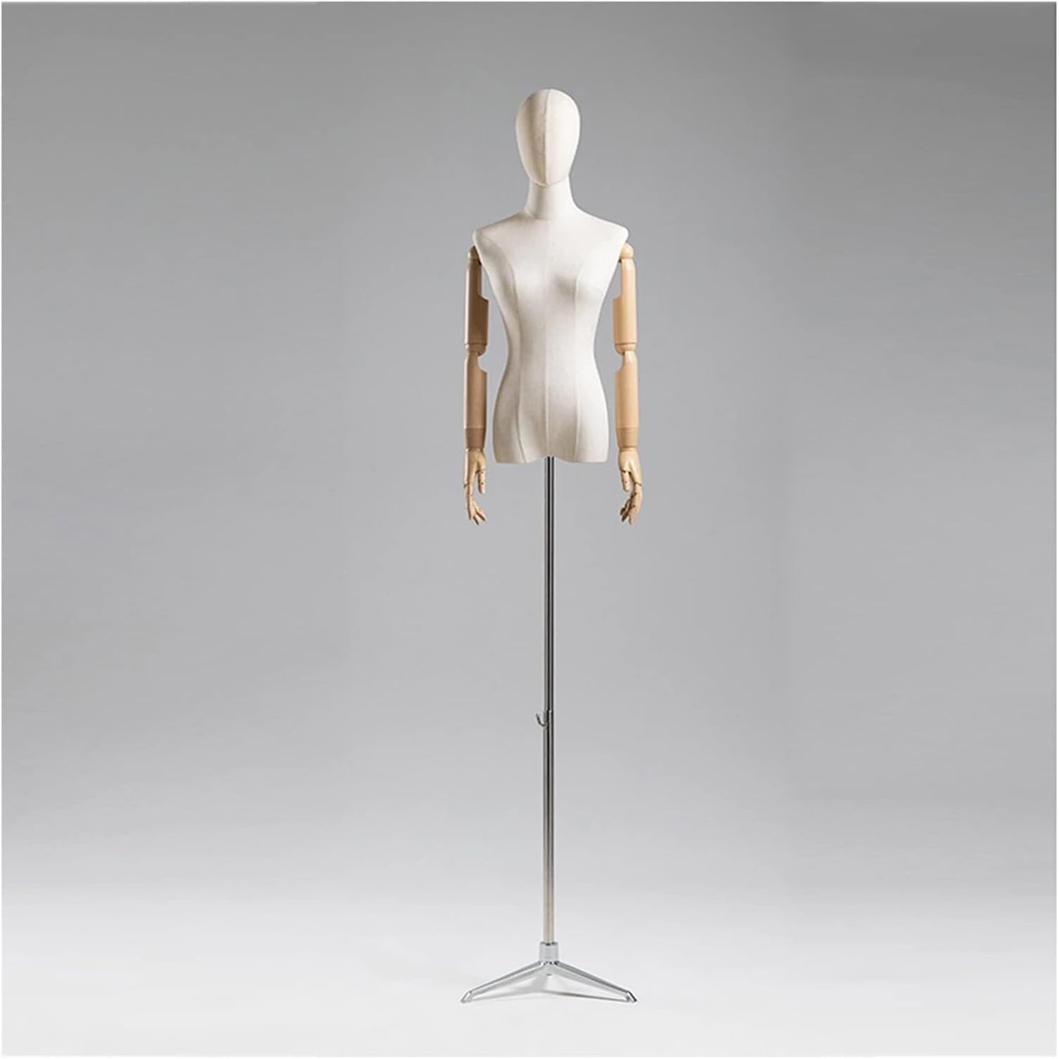 Female Mannequin Torso with Flexible Wooden Arms, Adjustable Height Dress Form for Display, Gold, Small Size
