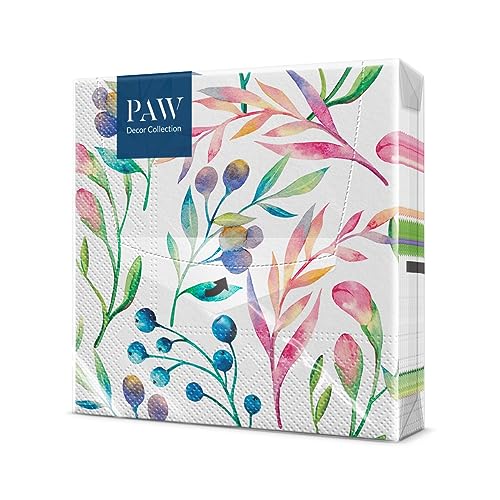 PAW - Napkins 3-Ply (33 x 33 cm) I 20 Pieces I Perfect for Birthdays, Parties, Weddings, Communion and Celebrations I Paper Napkins Colorful - Flowers, Multicolored I Color: Multicolored Flowers