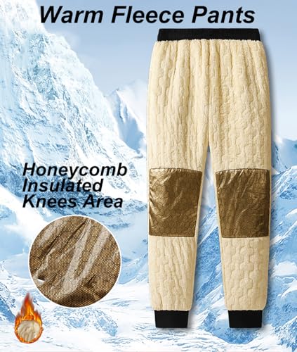 Nopuper Calça masculina de inverno forrada com lã de ovelha para esportes de neve, ao ar livre, limp