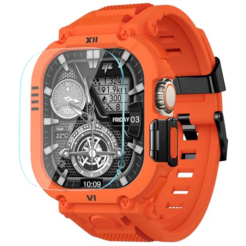 XYF ���ȑϏՌ��X�|�[�c�o���h �j���p Apple Watch Ultra 3/2/1 (49mm)�ɑΉ� - �������o���p�[�P�[�X&�X�N���[���v���e�N�^�[�t��(49mm�A�I�����W)