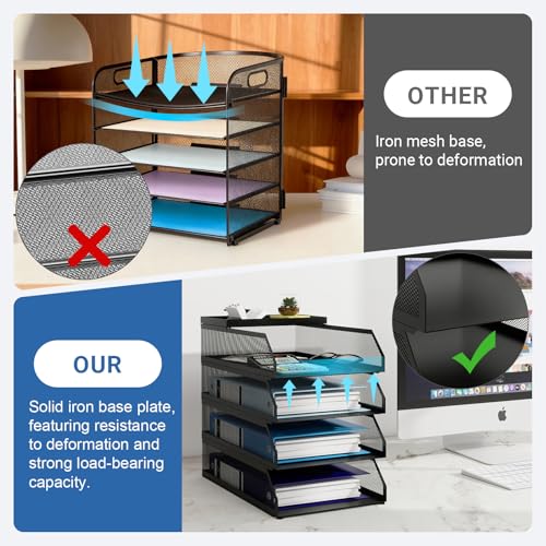 Natwind 4-Tier Stackable Paper Tray, Metal Mesh Desktop Organizer, Paper Sorter, Letter Trays,File Document Storage Rack for for Home, Office, School (Black) image 5