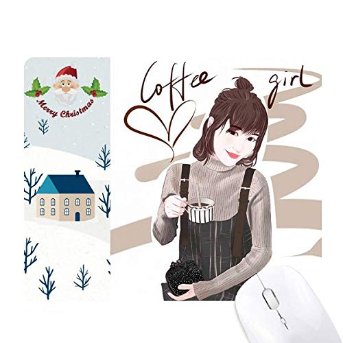 Tapis de souris art design illustration fille du café antidérapant