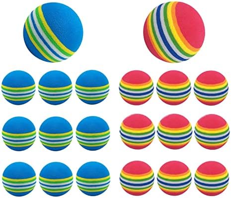 20pcs Sponge Practice Golf Balls Golf Training Balls Garden Soft Foam Elastic Golf Balls for Indoor/Outdoor Golf Practice - Red and Blue