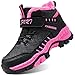 IYVW A09 Chaussures de randonnée garçon Chaussures en Coton pour Enfants Bottes de Neige Fille Trekking Baskets Antidérapantes Bottes noir rose 37 EU