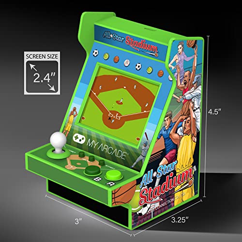 My Arcade All Star Stadium Nano Player- Fully Portable Mini Arcade Machine With 207 Retro Games, 2.4" Screen, Green, Small #TOP6