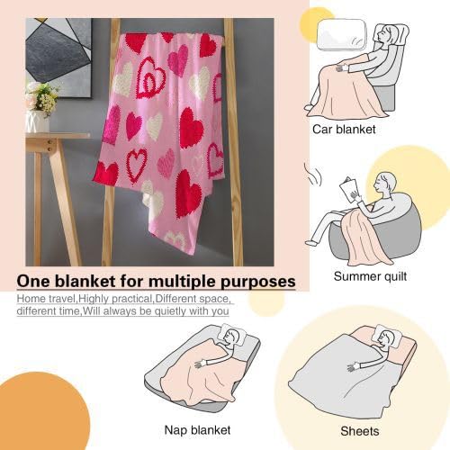Manta Polar 220 x 240 Estampado de Corazones, Mantas para Cama 105 de Franela Cálida y Cómoda para Niños y Adultos, Mantitas para Sofá Reversible para Cubre Sofa Colchas, Fácil de cuidar_6959a